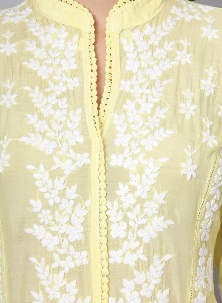 Alaya Women Hand Embroidered Chikankari Cotton Kurta-AL3888