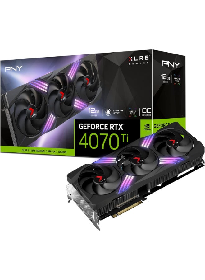 بي إن واي بطاقة الرسوميات GeForce RTX 4070 Ti 12GB XLR8 Gaming Verto Epic-X RGB مكسورة السرعة مع ثلاثة مراوح DLSS 3 - Image 1
