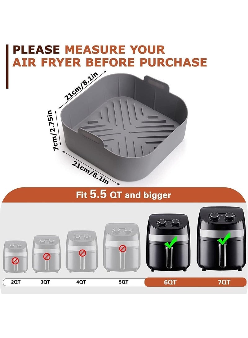 ChicAbode 2 Pack Silicone Air Fryer Liners, Reusable Square Non-Stick Silicone Mats for Air Fryer Basket, Oven & Cooking Accessories, Food-Safe, 8.1 Inch - Image 2