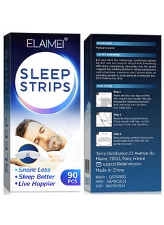 Elaimei Sleep Strips ,Snore Less ,Sleep Better,Live Happier, Advanced Gentle Mouth Tape for Nose Breathing, Nighttime Sleeping, Mouth Breathing, and Loud Snoring - Pack of 90 pieces  - Image 1
