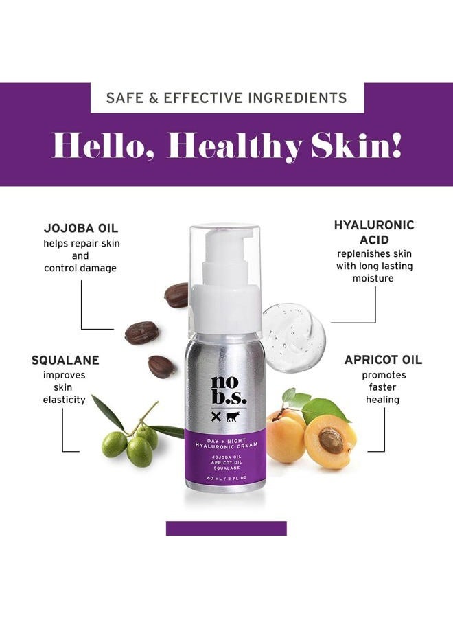 NO B. S. NO BAD STUFF B.S. Hyaluronic Cream For Face - Day + Night Potent & Clean Skin Care. Hype. Fads. Hyaluronic Acid, Jojoba Oil & Apricot Oil. - Image 2