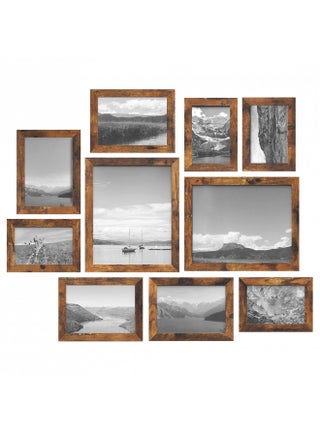 SONGMICS Picture Frames, 10 Pack Collage Picture Frames with Two 8x10, Four 5x7, Four 4x6, Photo Frame Set for Wall Gallery Decor, Hanging or Tabletop Display, Clear Glass Front, Rustic Brown - pzsku/ZBA8FDBAA25367A93DB0CZ/45/_/1731077842/f18011a5-f21c-4366-811c-5f6ec9eb1778