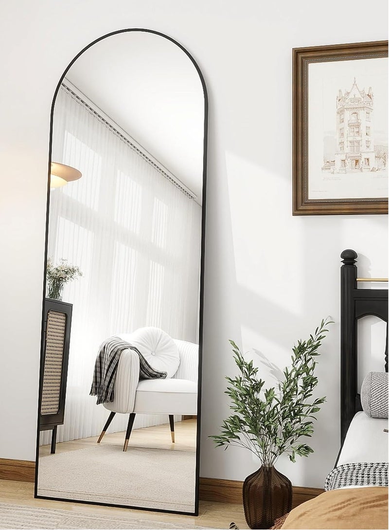 Decorhills Arched Full-Length Mirror – Modern & Elegant Full Body Mirror for Bedroom, Living Room, Makeup Room & Bathroom – Wall-Mounted or Freestanding Elegant Frame – Large & Durable Design Black - 65x180 CM - Image 1