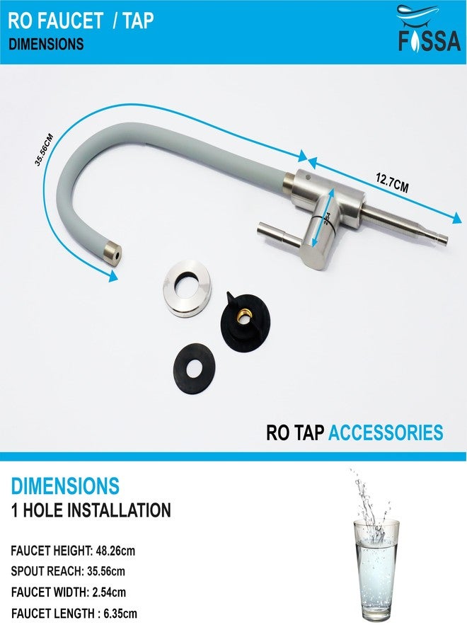 Fossa Stainless Steel RO Tap with Flexible Swivel Spout for Kitchen/Sink/Wash Basin - Matte Finish, Water Filter Faucet, 100% Lead-Free Drinking Water Faucet Stainless Steel Body (Grey) - Image 2