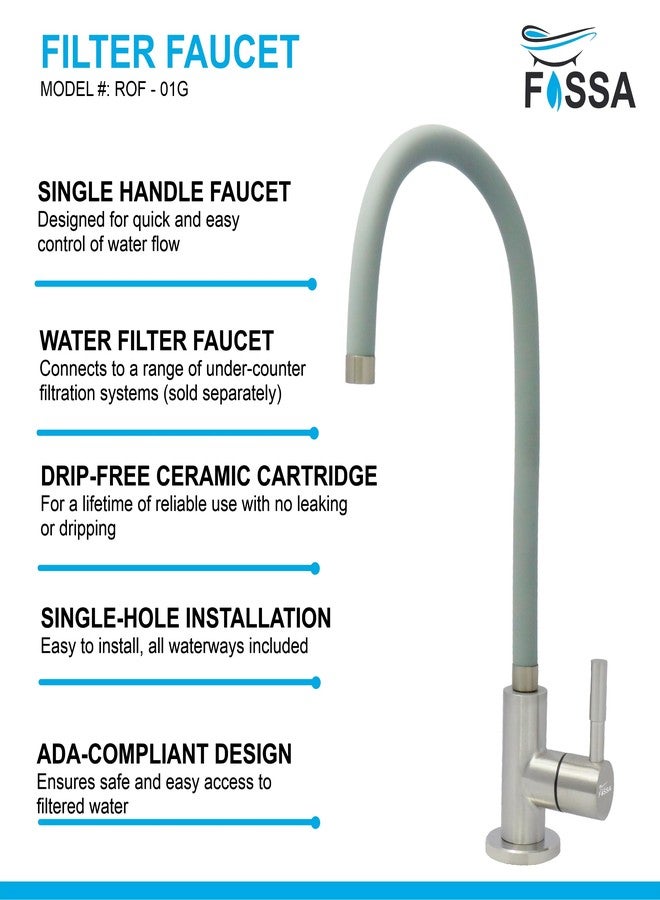 Fossa Stainless Steel RO Tap with Flexible Swivel Spout for Kitchen/Sink/Wash Basin - Matte Finish, Water Filter Faucet, 100% Lead-Free Drinking Water Faucet Stainless Steel Body (Grey) - Image 4