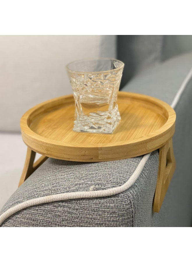 ناما ترابيزة صينية بمشبك خيزران تثبت بذراع الكنبة، مناسبة للمنزل والمشروبات مع مساحة للريموت كنترول ومثالية كحامل للوجبات الخفيفة، لون خشبي، من ايجرارك - Image 3