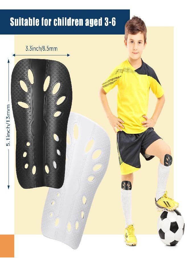 Zhanmai 4 Pairs Kids Soccer Shin Guards Breathable Shin Guard Sleeves Toddler Shin Guards for Soccer Girls Boys Child Calf Protective Gear Shin Pad for 3-10 Years Old Children Soccer (Black and White)  - Image 1