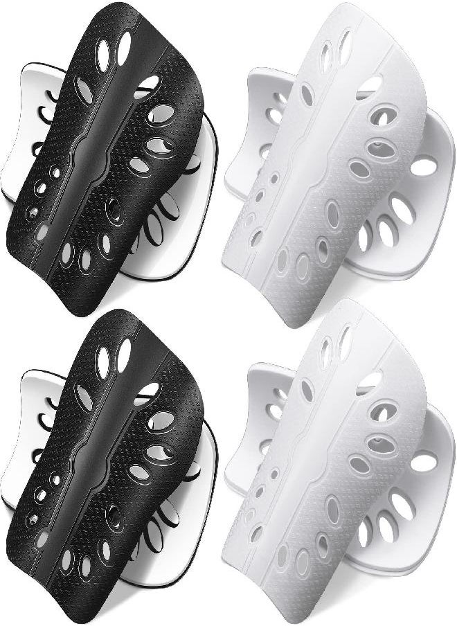 Zhanmai 4 Pairs Kids Soccer Shin Guards Breathable Shin Guard Sleeves Toddler Shin Guards for Soccer Girls Boys Child Calf Protective Gear Shin Pad for 3-10 Years Old Children Soccer (Black and White)  - Image 2