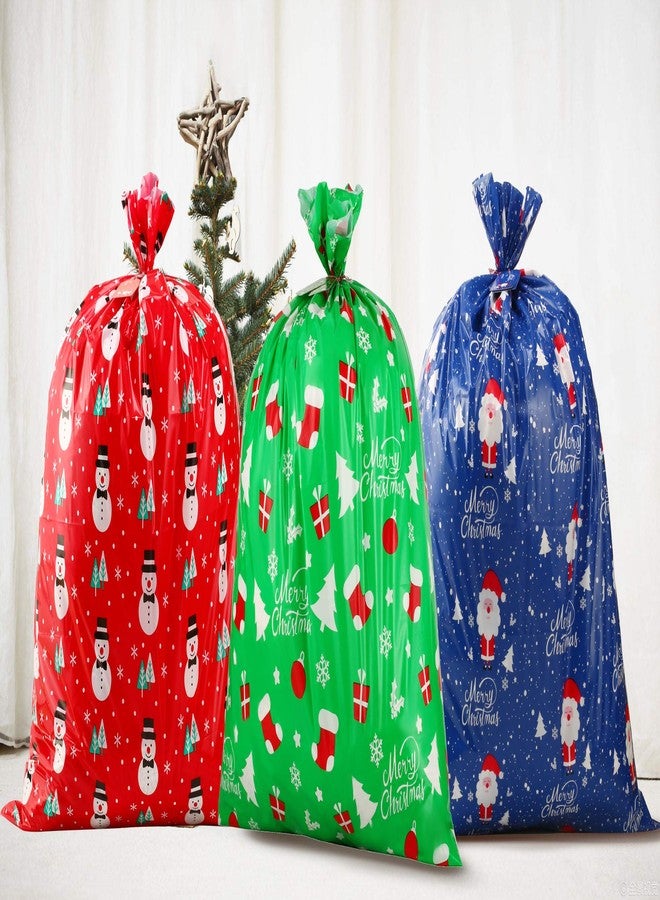 CCINEE 3 PCS Christmas Giant Gift Bags Santa Claus Christmas Sacks for Kids Gift Wrapping Bags(36"x44") with Name Tag Card and String - Image 5