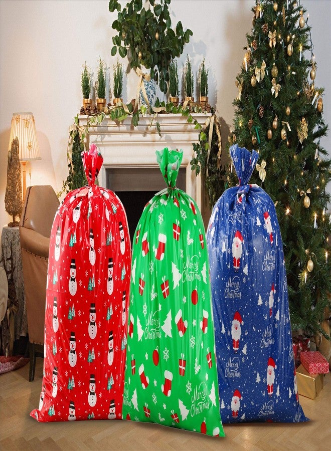 CCINEE 3 PCS Christmas Giant Gift Bags Santa Claus Christmas Sacks for Kids Gift Wrapping Bags(36"x44") with Name Tag Card and String - Image 3