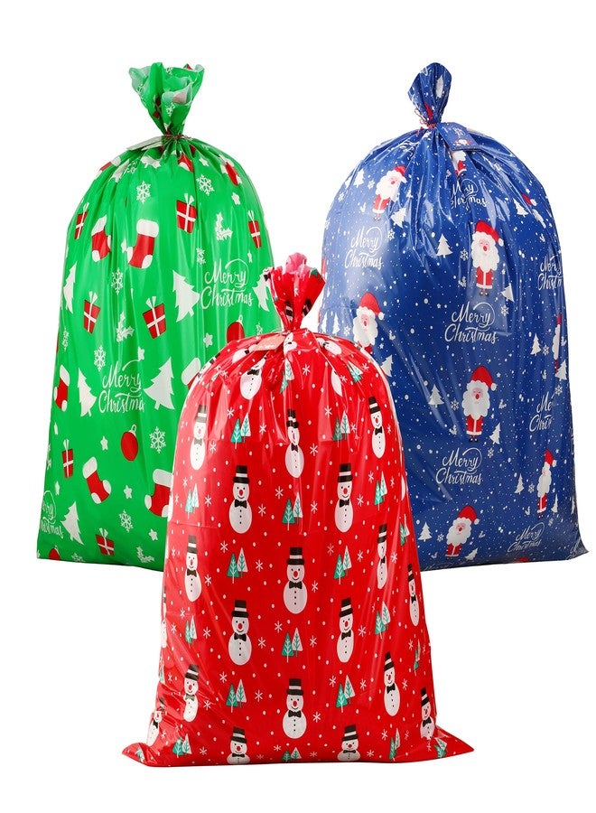 CCINEE 3 PCS Christmas Giant Gift Bags Santa Claus Christmas Sacks for Kids Gift Wrapping Bags(36"x44") with Name Tag Card and String - Image 1