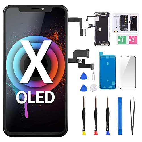 DGSCSMY [OLED] لاستبدال شاشة iPhone X مع مستشعر القرب ومكبر الصوت الأمامي 5.8" OLED لـ iPhone 10 مجموعة أدوات إصلاح كاملة لتثبيت شاشة اللمس ثلاثية الأبعاد الزجاج الأمامي A1865 A1901 A1902 - Image 1