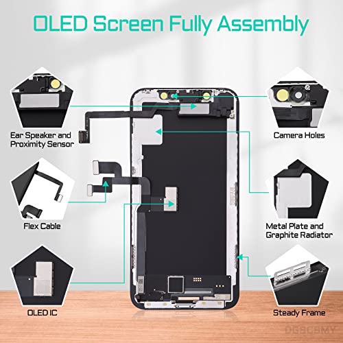 DGSCSMY [OLED] لاستبدال شاشة iPhone X مع مستشعر القرب ومكبر الصوت الأمامي 5.8" OLED لـ iPhone 10 مجموعة أدوات إصلاح كاملة لتثبيت شاشة اللمس ثلاثية الأبعاد الزجاج الأمامي A1865 A1901 A1902 - Image 2