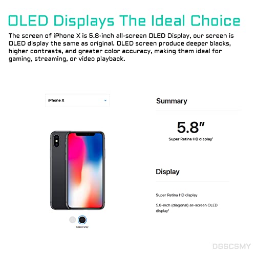 DGSCSMY [OLED] لاستبدال شاشة iPhone X مع مستشعر القرب ومكبر الصوت الأمامي 5.8" OLED لـ iPhone 10 مجموعة أدوات إصلاح كاملة لتثبيت شاشة اللمس ثلاثية الأبعاد الزجاج الأمامي A1865 A1901 A1902 - Image 4