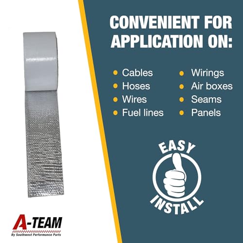 A-Team Performance Heat Shield & Thermal Tape Automotive Lightweight Reflective Barrier - 1.5-in x 15-ft Roll Silver - High-Temp Heat Tape Protector for Exhaust Hoses & Wiring to 2000F Radiant Barrier - Image 4