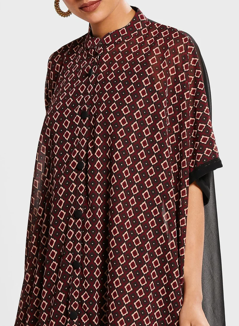 INDDUS Geometric Print Kaftan Dress