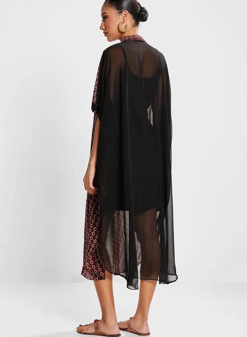 INDDUS Geometric Print Kaftan Dress