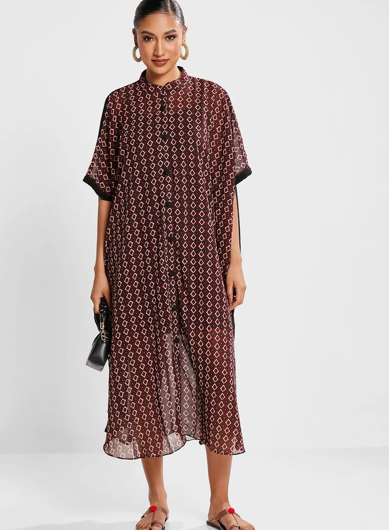 INDDUS Geometric Print Kaftan Dress