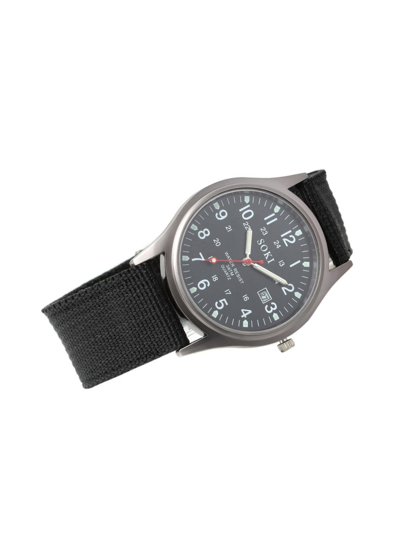 Men's Military Sport Watch with Nylon Strap, Analog Quartz and Date Display - Image 4