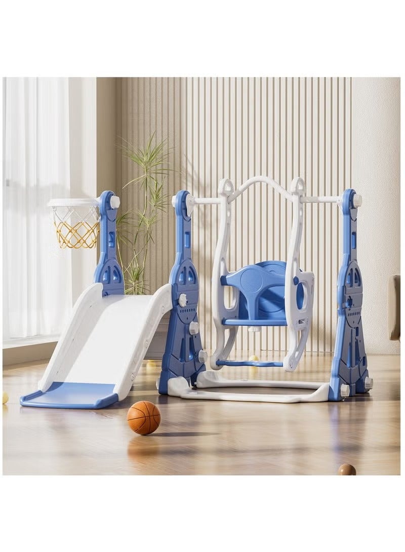 فول جوي مجموعة زحليقة وأرجوحة مع حلقة كرة سلة 3*1 للأطفال،مجموعة ملعب داخلي وخارجي للأطفال الصغار،مجموعة ألعاب تسلق للأطفال - Image 1