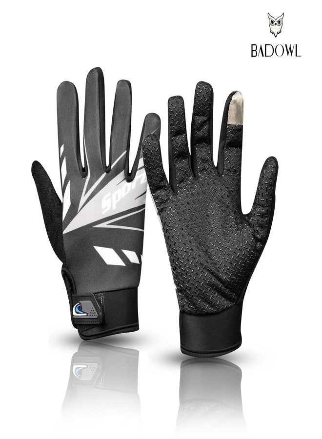 BADOWL Full Finger Bike Riding Gloves for Men & Women, Touchscreen Compatible Motorcycle Gloves for Bike Riding, Durable and Breathable Outdoor Sports Gloves, Nylon, Grey - Image 4