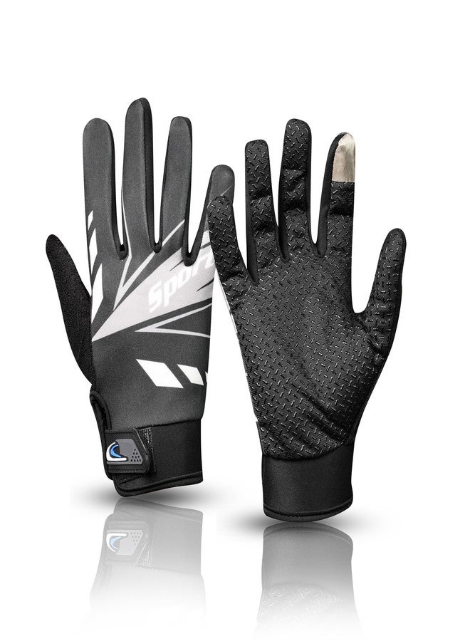 BADOWL Full Finger Bike Riding Gloves for Men & Women, Touchscreen Compatible Motorcycle Gloves for Bike Riding, Durable and Breathable Outdoor Sports Gloves, Nylon, Grey - Image 1