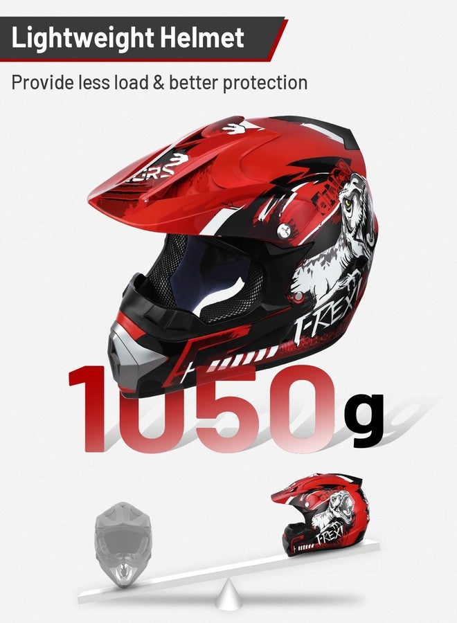 OUMURS DOT Kids Dirt Bike Helmet for 5-14 Years Old, Kid ATV Helmet for Youth Boys Girls, Four Wheeler Helmet Kids, Motocross BMX MX UTV Offroad Street Go Kart Full Face Riding Dirt Bike Racing - Image 4