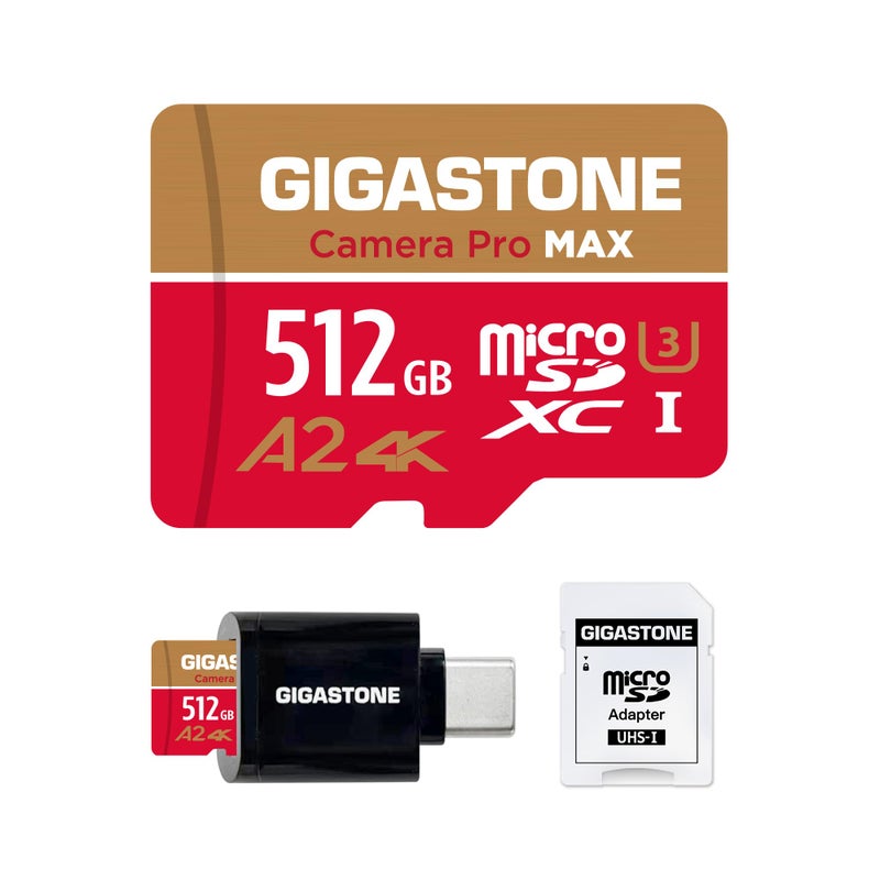 Gigastone 5Years Data Recovery GIGASTONE 512GB Micro SD Card with USB 32 Type C Card Reader 4K Camera Pro MAX Speed Up to 170MBs Compatible with Gopro DJI Dash Cam MicroSDXC UHSI A2 V30 U3 - Image 2