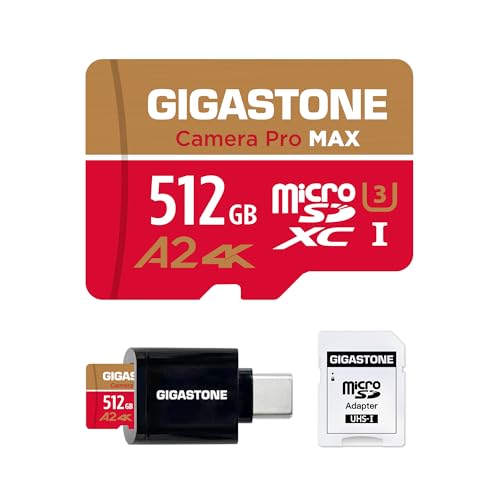 Gigastone 5Years Data Recovery GIGASTONE 512GB Micro SD Card with USB 32 Type C Card Reader 4K Camera Pro MAX Speed Up to 170MBs Compatible with Gopro DJI Dash Cam MicroSDXC UHSI A2 V30 U3 - Image 1