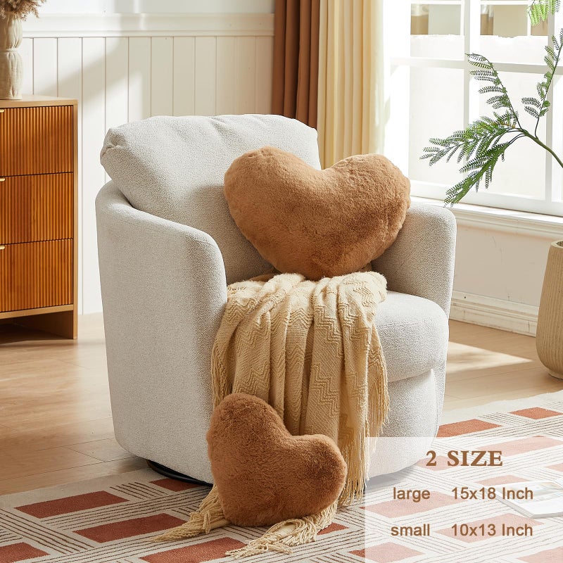 EastTree Heart Pillows  Khaki Heart Shaped Pillows  Ultra Soft Extra-Large Fluffy Pillows  Love Throw Pillows Gifts  Women Girls Living Room Decor 15x18 Inch - Image 2
