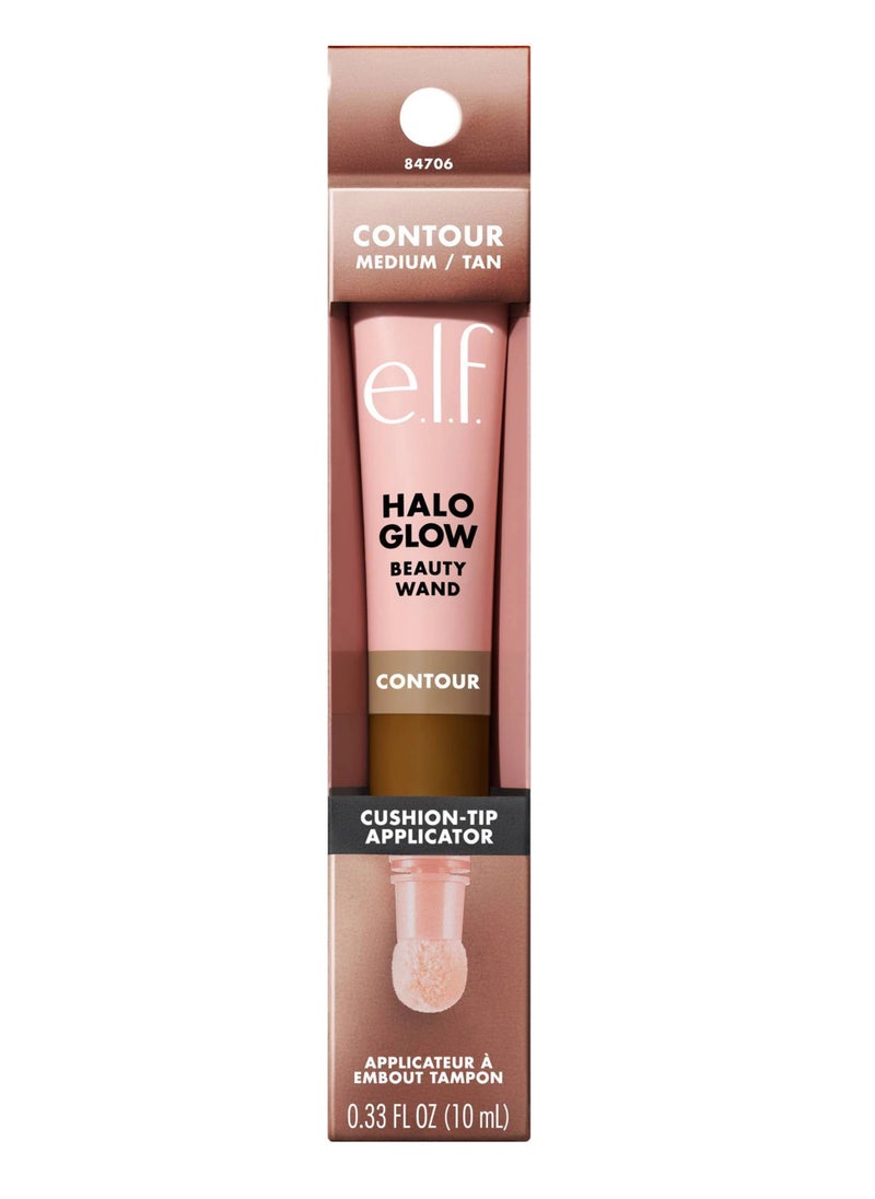 Halo Glow Contour Beauty Wand Liquid Contour Wand for a Naturally Shaped Look, Buildable Formula, Vegan & Cruelty Free, Medium/Tan