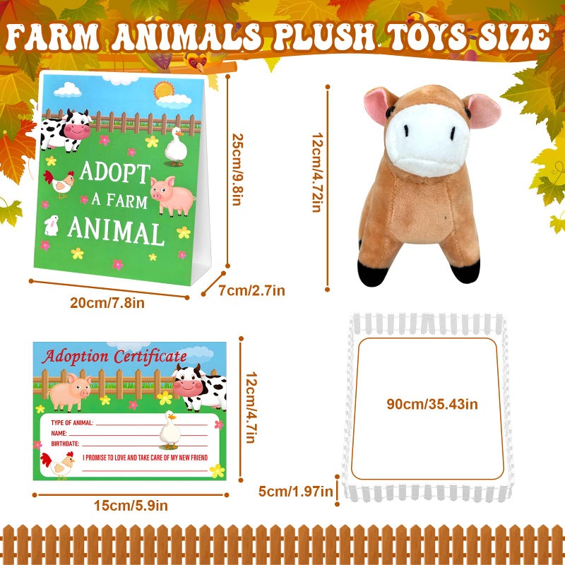 Jiytivity 38 Pcs Farm Animal Party Favors Include 12 Foldable Farm Boxes 12 Mini Stuffed Animals 12 Adoption Card 1 Adopt Sign 1 Fence for Adopt A Farm Animal Party Adopt a Pet Party Favors - Image 2