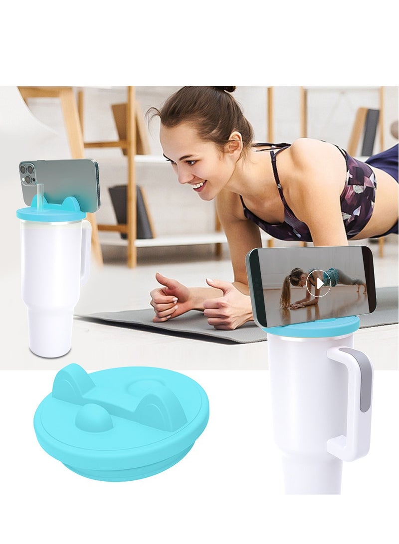 Cup Phone Holder For Stanley 40OZ Cute Ears Shape Silicone Lid Leak-proof Sealed Water  - Image 5