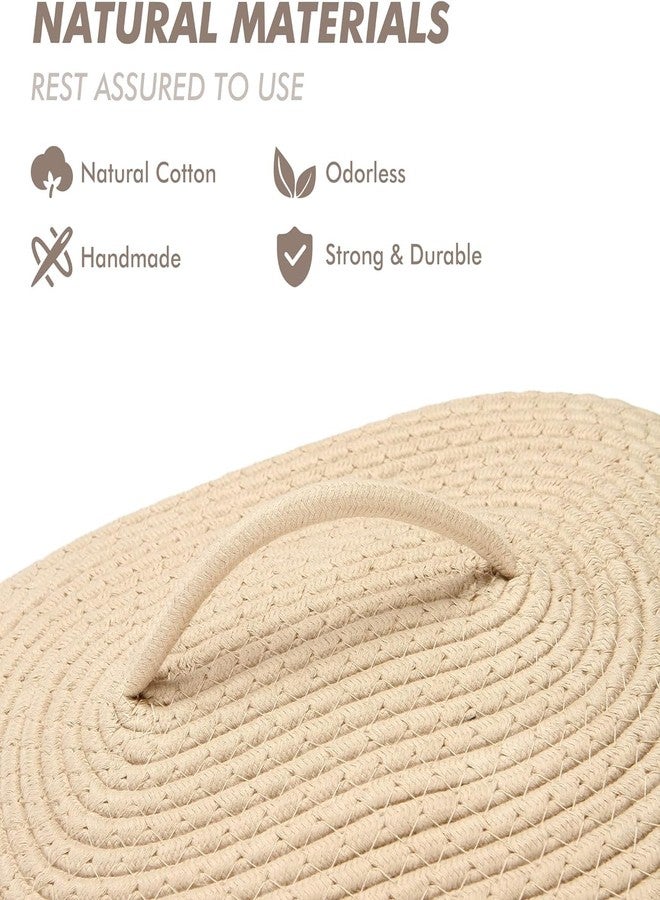 HOME FIESTA The First Home Decor Cotton Rope Storage Basket With Lid,Lidded Woven Storage Bin,Nursery Storage Container,Diaper Caddy,Oval Baby Shower Basket,Box,Organizer,(Medium/Ovel,Beige)Oval - Image 2