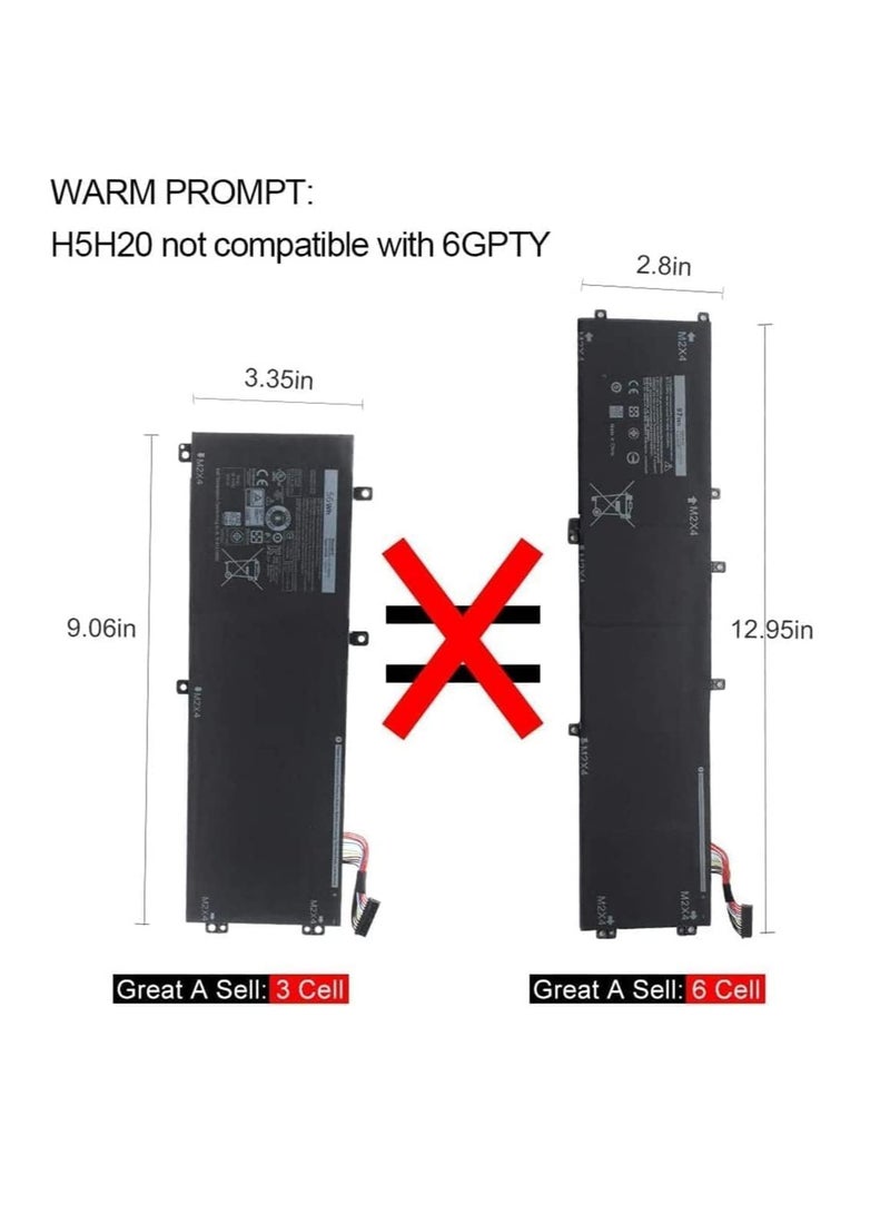 11.4V 56Wh Laptop battery compatible for Dell H5H20 XPS 15 9560 9550 9570 7590 7591 15-9560-D1845 Precision 5540 5530 5520 5510 62MJV 6GPTY M7R96 05041C 5D91C,3Cell