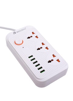 TYCOM Power Strip Surge Protector with USB Extension Cord Flat Plug with Widely 3 AC Outlet and 6 USB Small Desktop Station with 6 feet Power Cord Compact Socket.  - Image 1