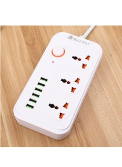 TYCOM Power Strip Surge Protector with USB Extension Cord Flat Plug with Widely 3 AC Outlet and 6 USB Small Desktop Station with 6 feet Power Cord Compact Socket.  - Image 2