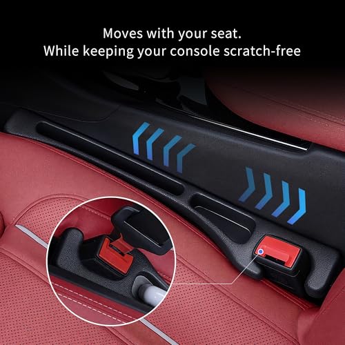 TATATOO Car Seat Gap Filler, Seat Side Gap Filler Organizer with Phone Holder, Universal Fit in Between Car Seat Catcher, Perfect for Car, SUV, Truck (Slotted, Black) - Image 5