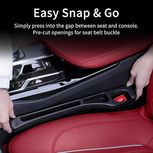 TATATOO Car Seat Gap Filler, Seat Side Gap Filler Organizer with Phone Holder, Universal Fit in Between Car Seat Catcher, Perfect for Car, SUV, Truck (Slotted, Black) - Image 3