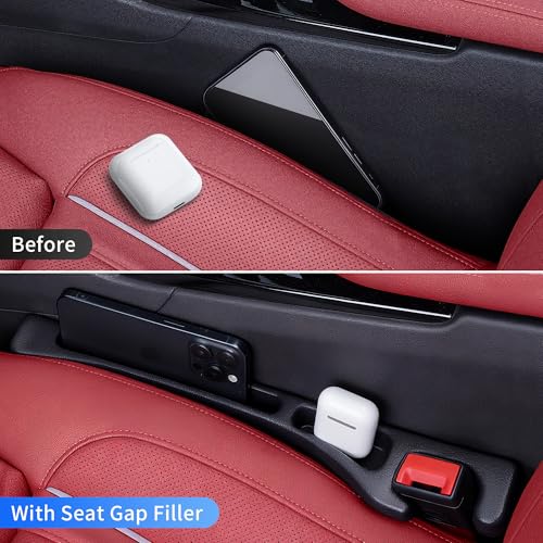 TATATOO Car Seat Gap Filler, Seat Side Gap Filler Organizer with Phone Holder, Universal Fit in Between Car Seat Catcher, Perfect for Car, SUV, Truck (Slotted, Black) - Image 4