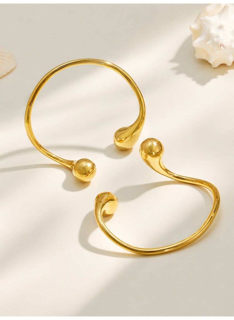 Women's Modern Artistic Water Drop Open Cuff Bracelet, PVD Gold Plated Stainless Steel - Image 5