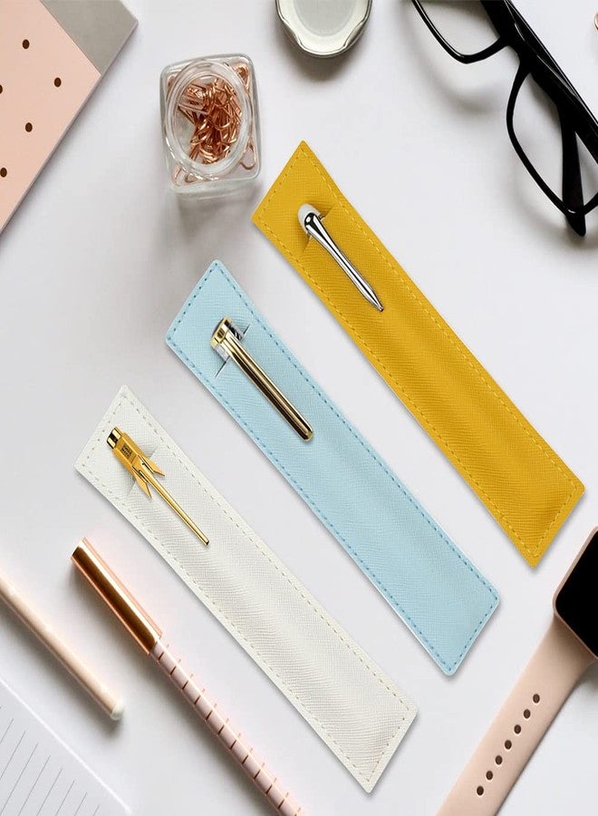 SNOMEL 5 Pack Leather Pen Pouch Sleeve, Single Fountain Pen Holder Case, Protective Cover Organizer for Stylus Touch Ballpoint Pencils (Blue) - Image 4