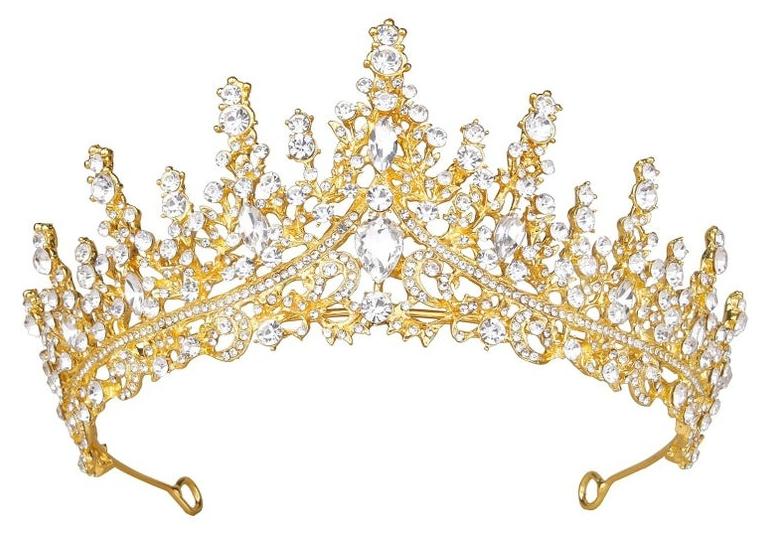 جيفت تاج ذهبي للنساء، تاج زفاف على شكل تاج الملكة، وتاج أميرة لحفلات أعياد ميلاد الفتيات. - Image 1