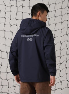 Hubberholme Men's Navy 100% Polyester Printed Oversized Jacket  - Image 3
