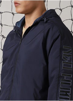 Hubberholme Men's Navy 100% Polyester Printed Oversized Jacket  - Image 5