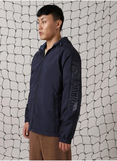 Hubberholme Men's Navy 100% Polyester Printed Oversized Jacket  - Image 2