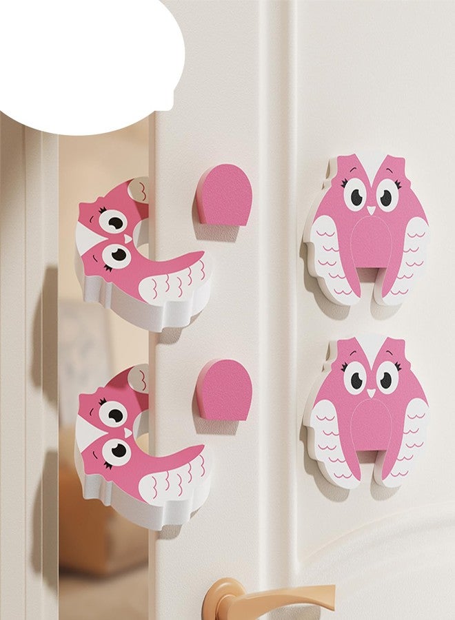 Leeonz Baby Cartoon Door Stopper, Children's Anti-Pinch Safety Creative Door Stop, Windproof Door Stopper to Prevent Closing, Baby Safety Door Card (3Piece,Pink-Bird) - Image 1