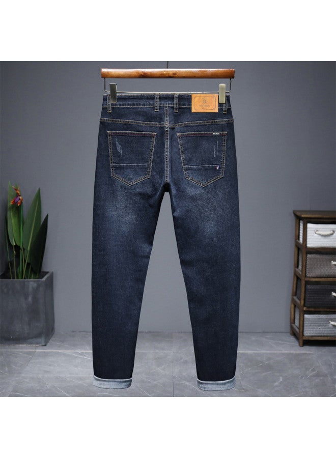 ROMON Cloud-touch Denim】men's Distressed Denim Jeans With Drop Grinding And Pulled Threads, Versatile Stretch Cotton Casual Pants For Men - Image 3