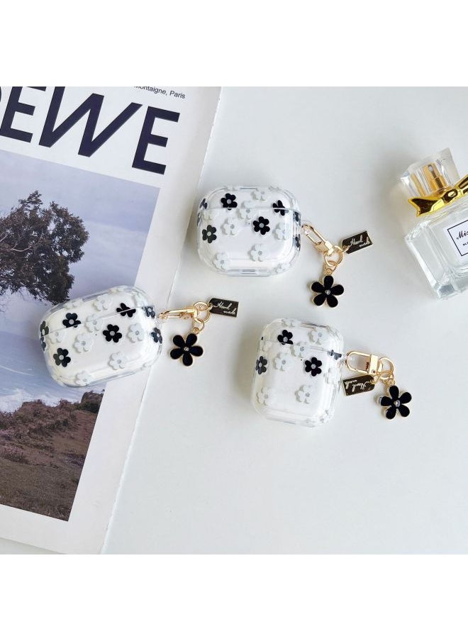 Generic - High Transparency Glitter Airpods 3 Case 4 Bluetooth Earphone Protective Cover Pro2 Soft-Color:Black And White Flowers-Applicable Model:airpdos 1 2 - Image 1