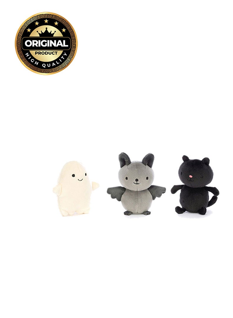 Cauldron Cuties Plush Toy Set – Soft Halloween-Themed Plush with Cat and Ghost Characters in Fabric Cauldron, Cute Seasonal Collectible Gift